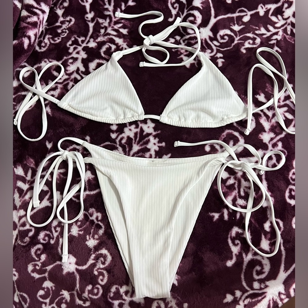 Halter Triangle Bra Top & Tie Side Bikini Bottom